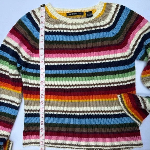 Tomfoolery Women's Colorful Striped Crew Neck Sweater with Matching Scarf - Picture 5 of 8